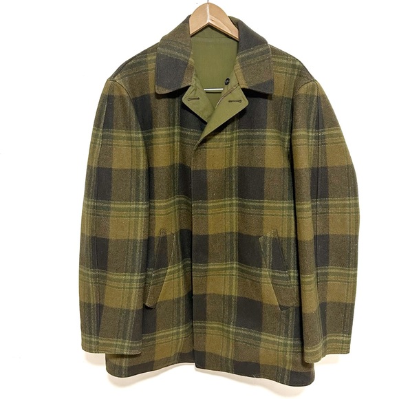 Pendleton Jackets & Coats Vintage Pendleton 95s Car Coat Jacket Wool Green Plaid Reversible